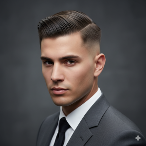 دوره فید مو تخصصی (حکاکی روی سر 0 تا 100) 3 High Skin Fade with a Slicked Back Top